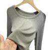 2025 H/W Damen Ripp Langarmshirt - Tiefer Rundhalsausschnitt Schlüsselbein-Stil, Unifarbe, Vielseitiges Oberteil