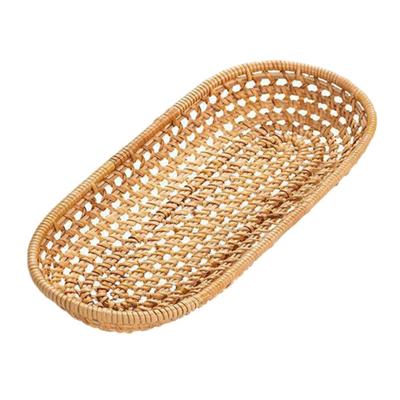 Rattan Vevd Rektangulær Oppbevaringskurv Boks Beholder Holder Diverse Organiser