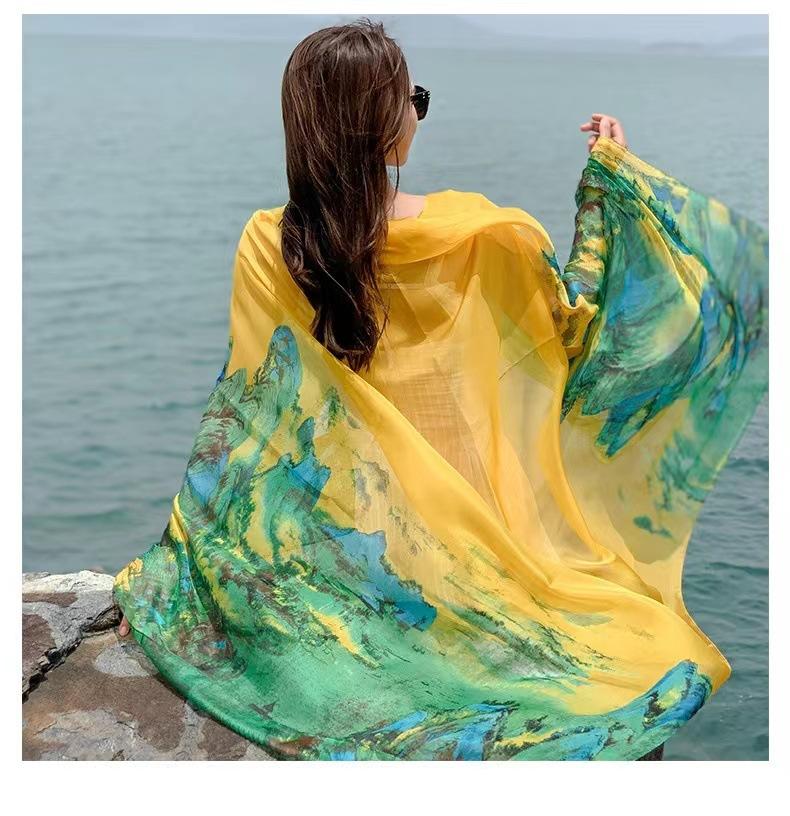 Luxury Silk Scarf Hijab Women Soft Warm Pashmina Neck Beach Stoles  Head Scarves Echarpe Shawl Large Wrap Echarpe Bandana