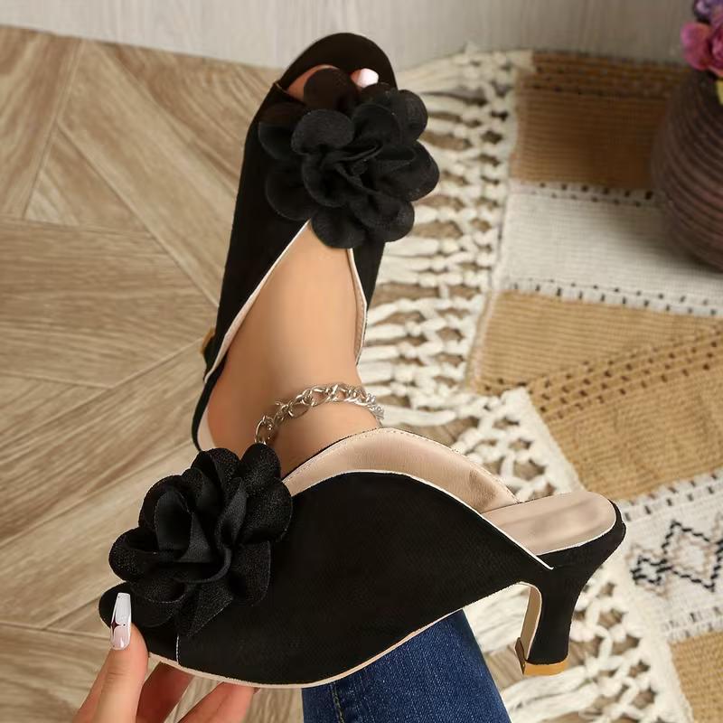 Fashion Plus-size High-heeled Sandals and Slippers 2025 New Fish Mouth Stipple Heel Versatile Straight Sandals for Women