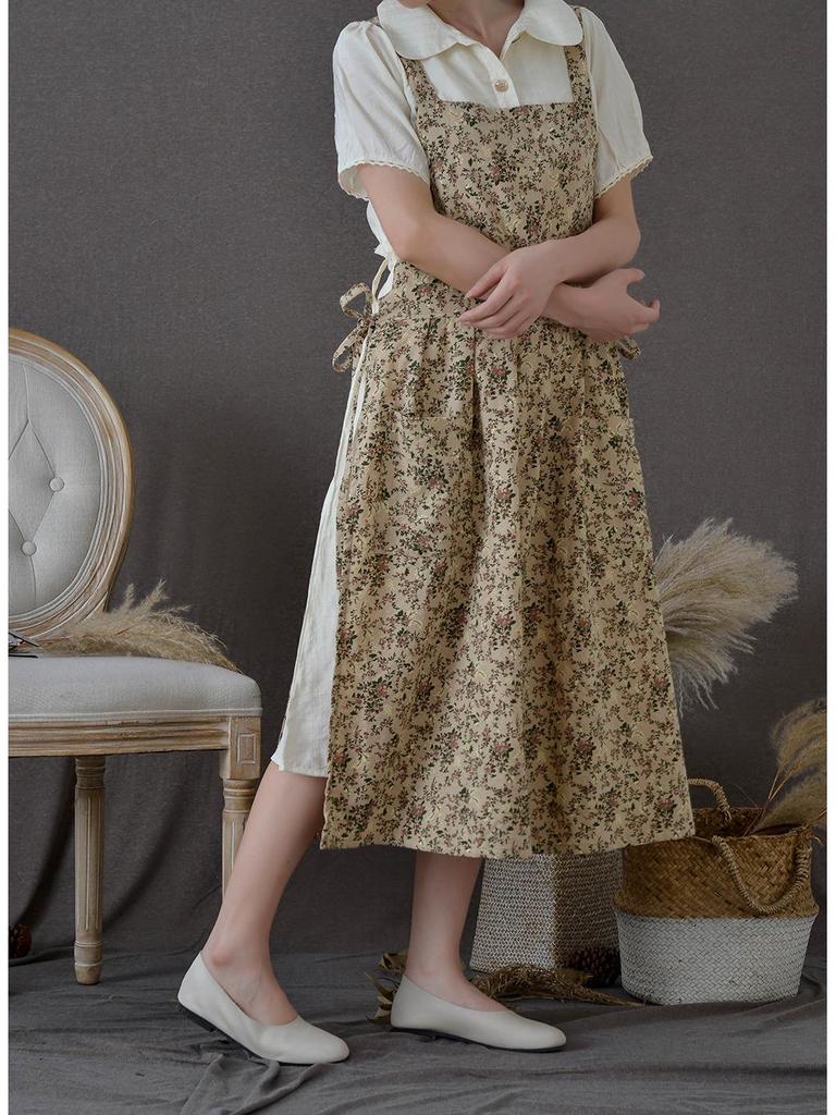 Korean Style Adjustable Cotton Waterproof Printed Apron with Pocket