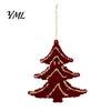 Indoor Christmas Tree Ornament Set Flocked Ornaments with Gold Edging, Retro Red Velvet Hanging Soft Flocking Fabric Holiday Decor Decoration,