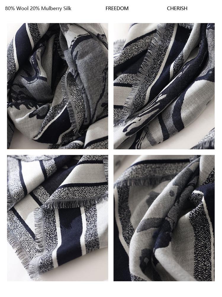 High-End Wool & Mulberry Silk Shawl: Versatile, Fashionable, and Warm for Autumn & Winter