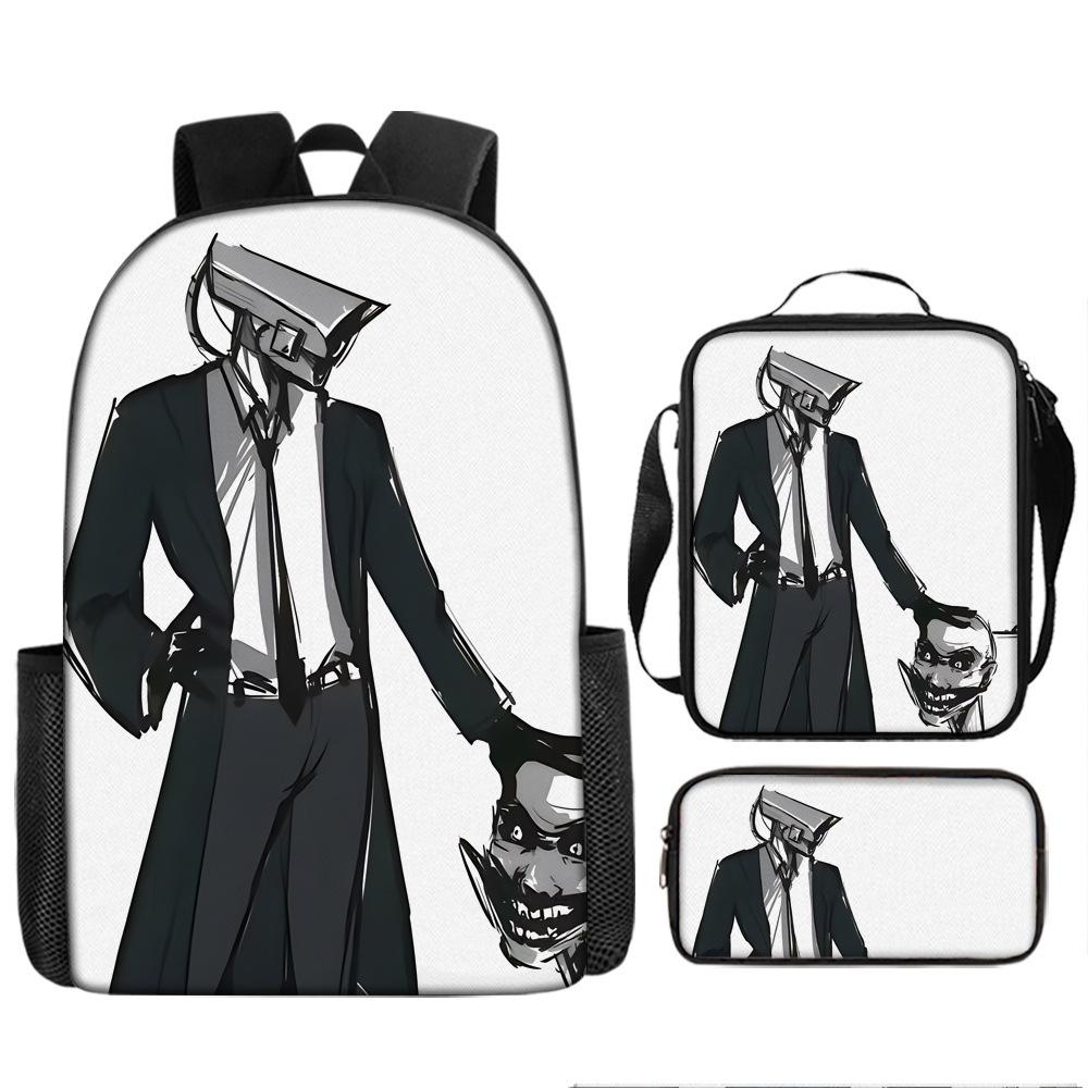 Cartoon Student Bag Skibidi Toilet Man Vs Monitor Man Elementary School Children Backpack