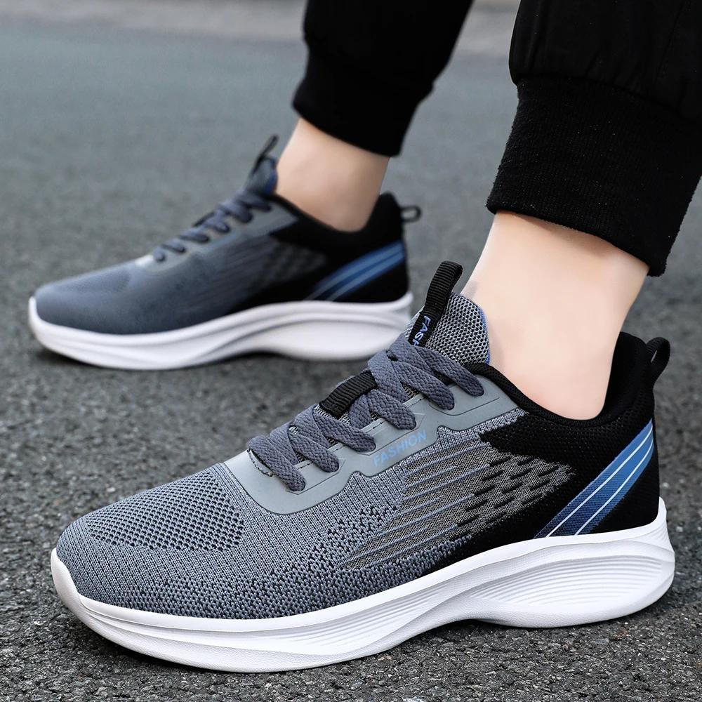 Fashion Men's Sneakers Autumn Slip On Man Shoes Breathable Mesh Sport Shoes Lace-up Comfortable Casual Lightweight Running Shoes for Men