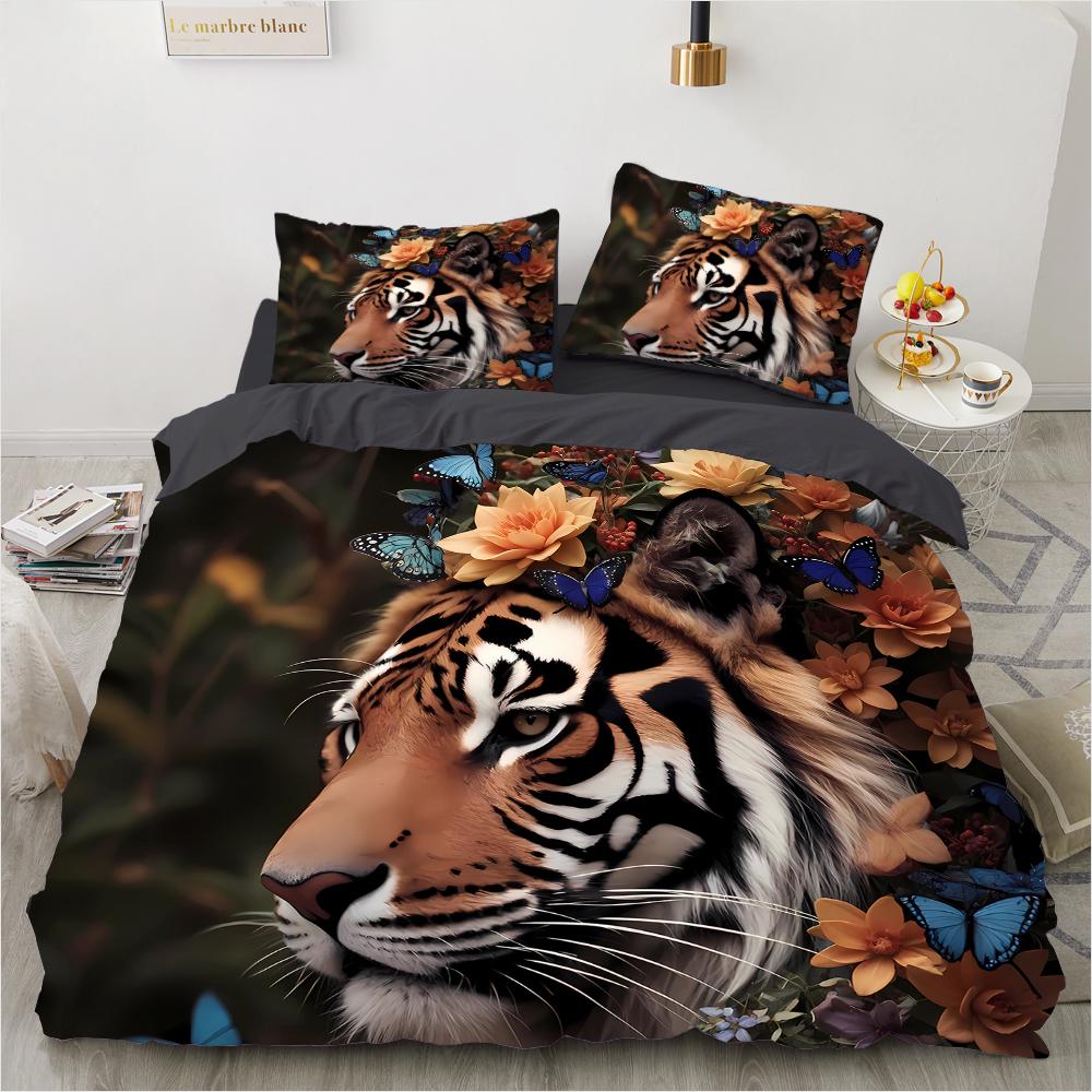 

Комплект постельного белья из 3 предметов с рисунком шакала, тигра, леопарда, односпальное, двуспальное, с 3D-принтом AU Queen 210x210cm