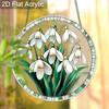 Acrylic Snowdrop Flowers Suncatcher, Stained Glass Style Window Hanging Ornament for Floral and Nature Lovers