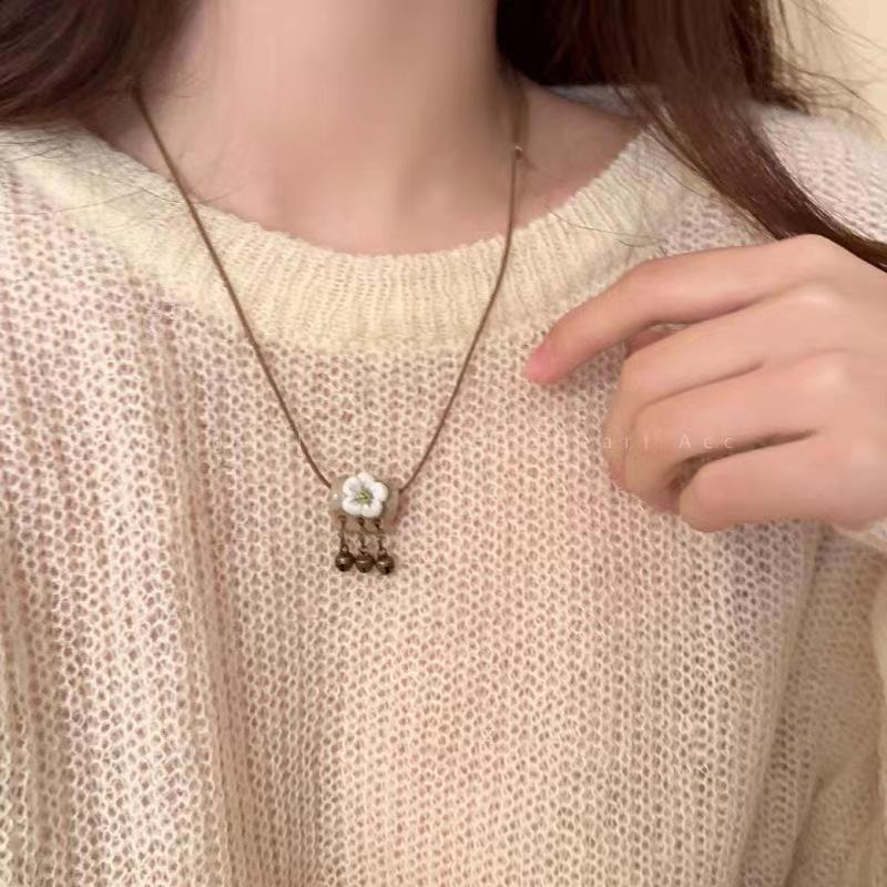 Ретро керамическая бабочка колокольчик кулон ожерелье этнический тренчкот длинное ожерелье с аксессуарами