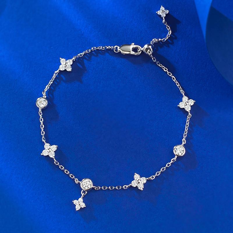 

2024 S925 Silver Adjustable Tassel Bracelet/Anklet: Full Diamond, Versatile Fashion Style 925 Silver