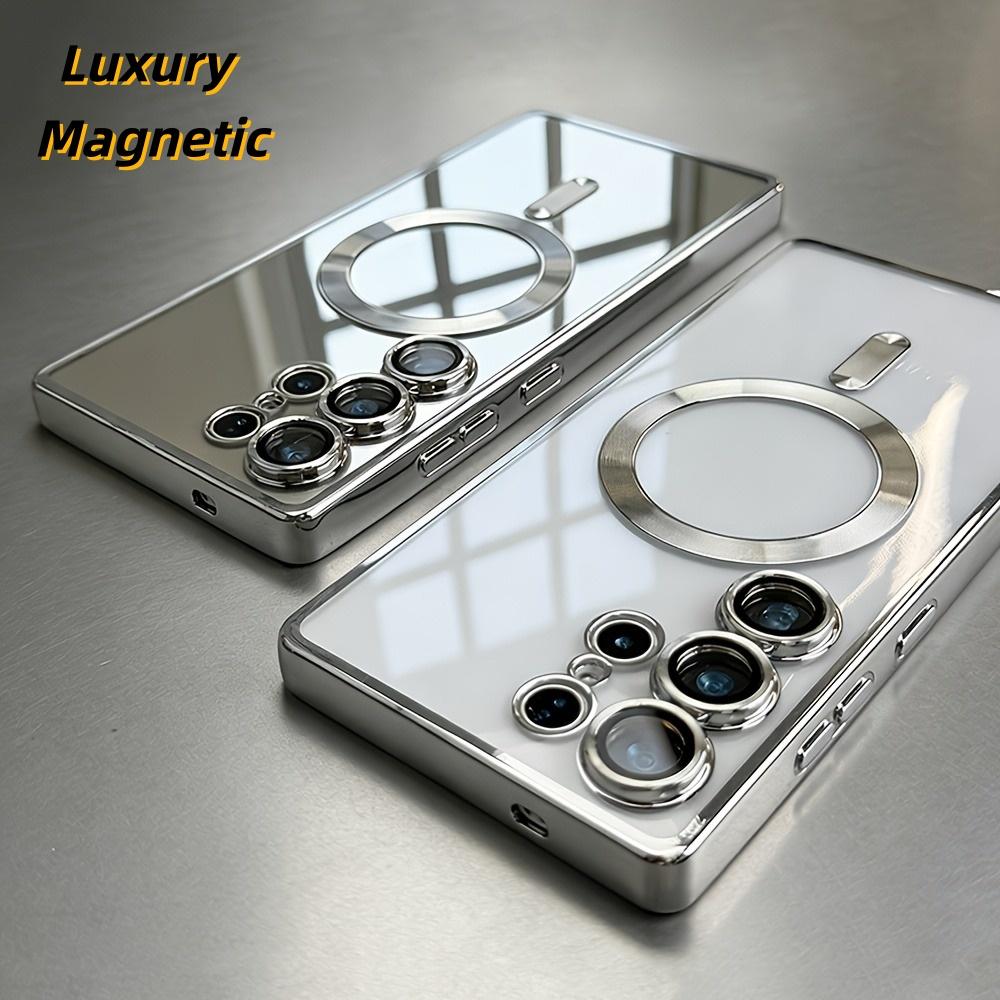 for Magsafe Magnetic wireless charge Case for Samsung Galaxy S26 S25 S24 S23 S22 Ultra S21 FE Plating Clear Soft Cover
