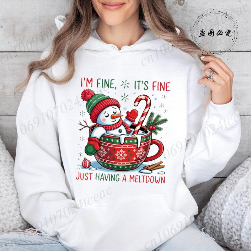 Im Fineits Finejust Having A Meltdown Unisex Hoodies Fashion Clothes Sweatshirt Funny Cute SnowUnisex Xmas Christmas Sweatshirt