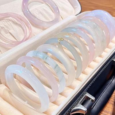 Elegant Women's Glazed Circle Bracelet - White Moonlight Luxury, Hanfu-Inspired Ancient Style