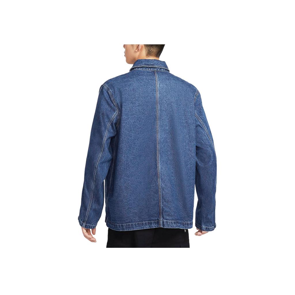 Nike Life Enknappskrage Denim Langermet Arbeidsjakke Herrejakker Mellomblå HQ1469441