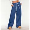 Women's Fashionable Solid Color Elastic Waist Pocket Casual Sports Pants