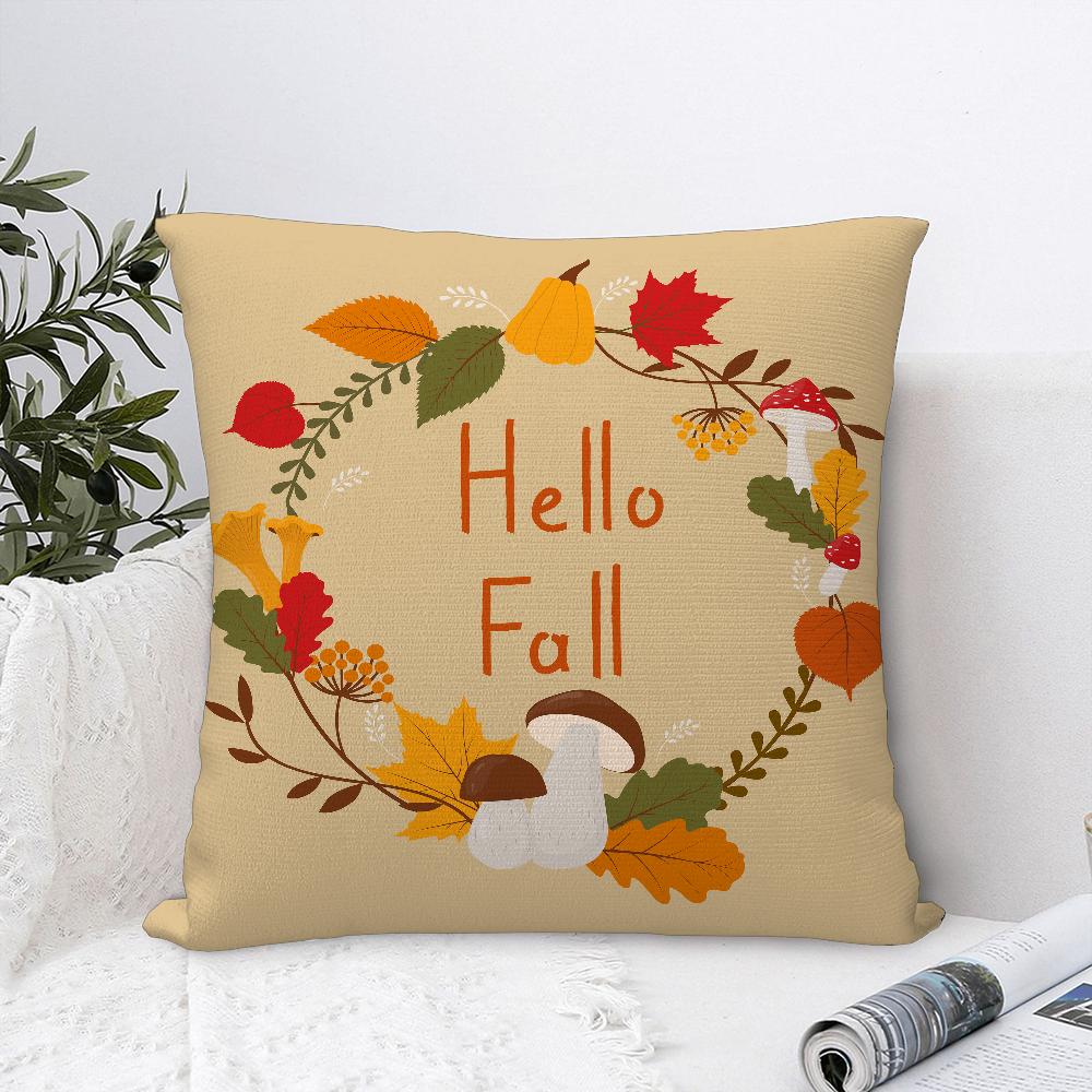 Autumn Maple Leaf Pumpkin Pillow Case Plush Fabric Soft  Pillowcase Double Sided Print Cushion Cover Household Gifts