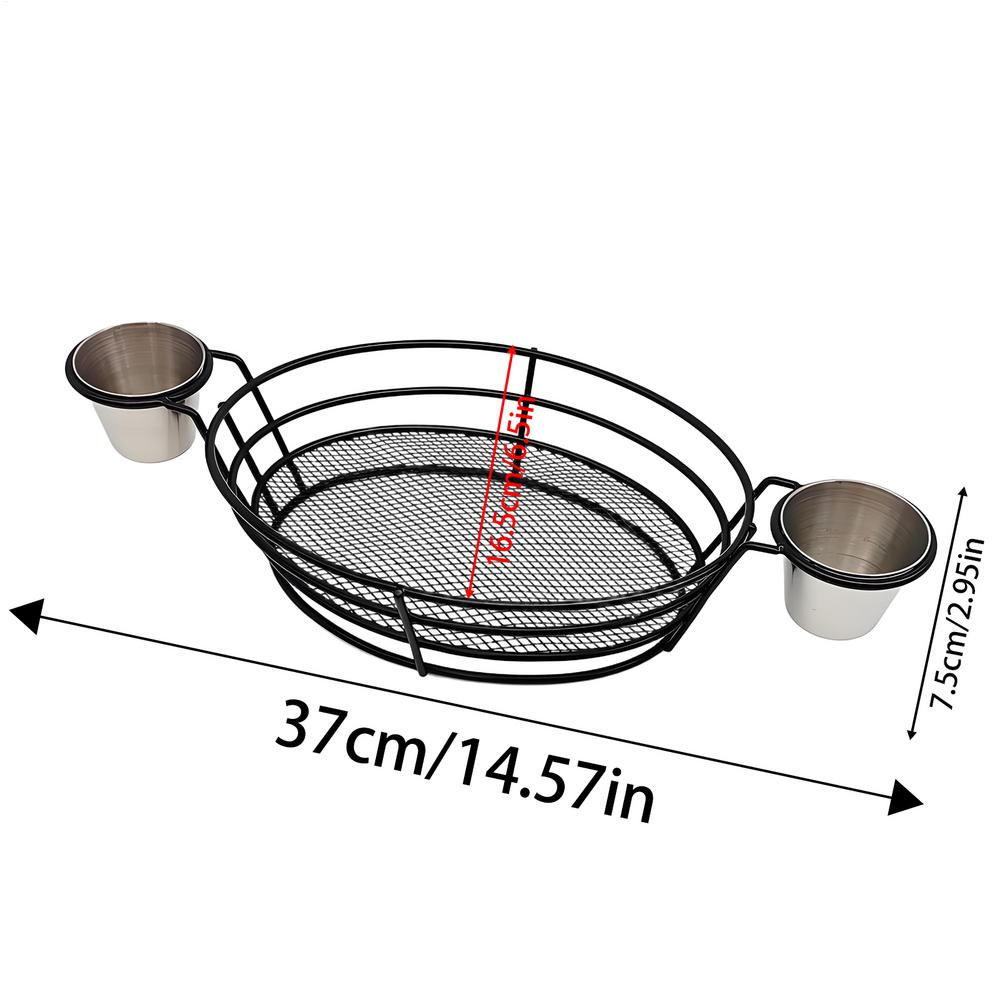 

Fries Basket Fast Food Serving Baskets Fries Holder Reusable Container With Dipping Bowls Serving Tray For Hot Dog Hamburger чёрный