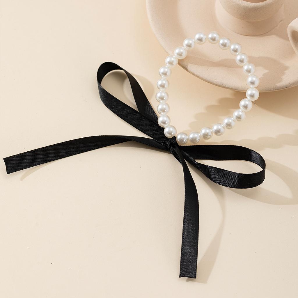 Accessories Vintage Long Bow Collarbone Chain Necklace Diy Lace Velvet Pearl Necklace Women