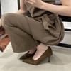 2026 New Spring Suede Women Slip On Shoes Sexy Thin High Heels Wedding Party Shoes Women's Elegant Pointed Toe Dress Pumps