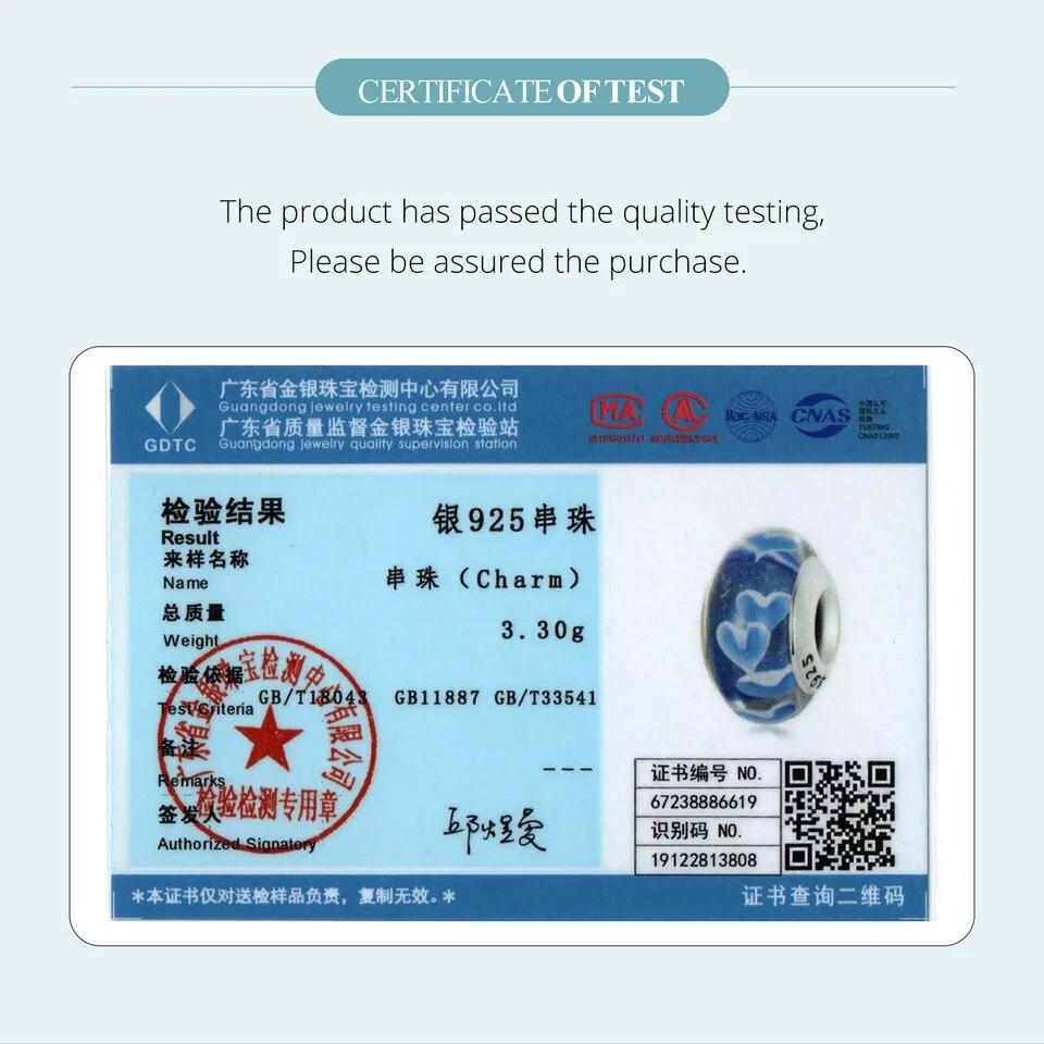 Breloc cu inimă albastră de Murano BAMOER pentru femei Fabricarea de bijuterii Breloc din argint 925 pentru brățară originală Accesorii DIY