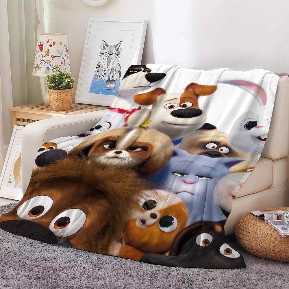 Cute Movies THE S-SECRET L-LIFE OF P-PETS Blanket Warm And Soft Suitable For Bedroom Living Room Sofa Bed Office Travel Camping
