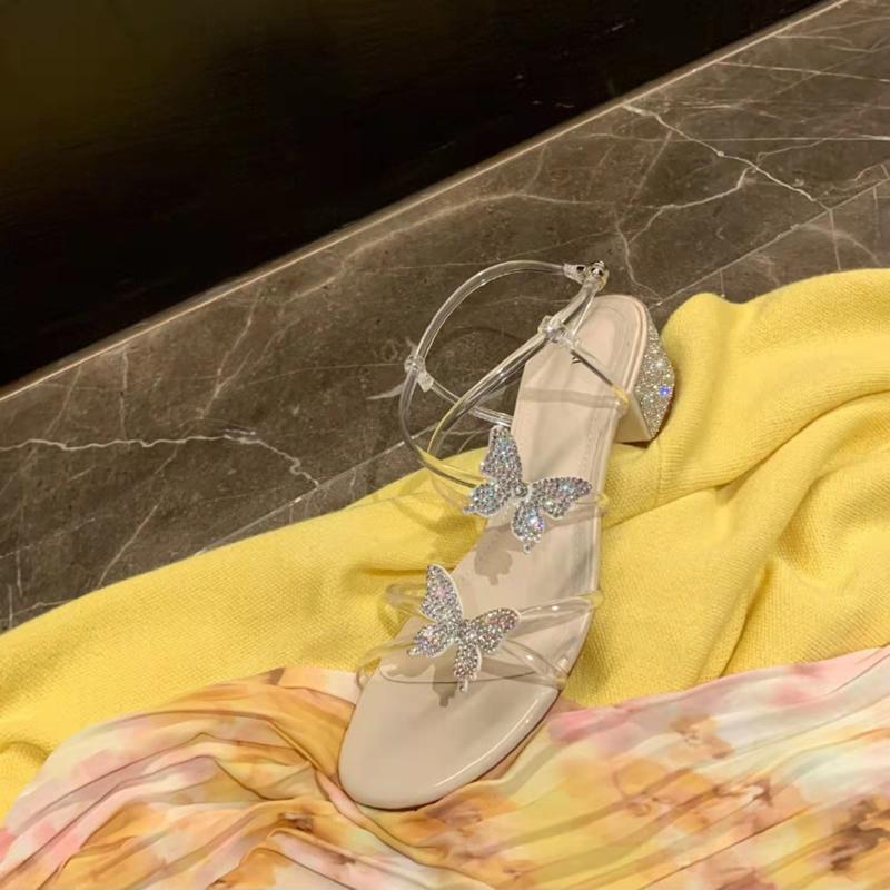 

Женские сандалии КРИСТАЛЛ Сверкающая бабочка Пряжка на одном слове Квадратный каблук Обувь Мода Все сочетается Элегантные Противоскользящие Дышащие 40 бежевый