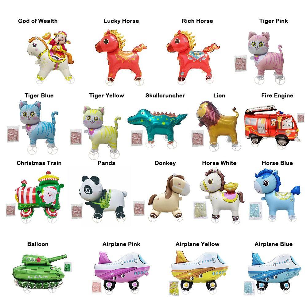 4D Design Walking Balloon Cartoon Animal Rope Pulley Foil Balloon Large Size Aluminum Foil Pulley Balloon Shower