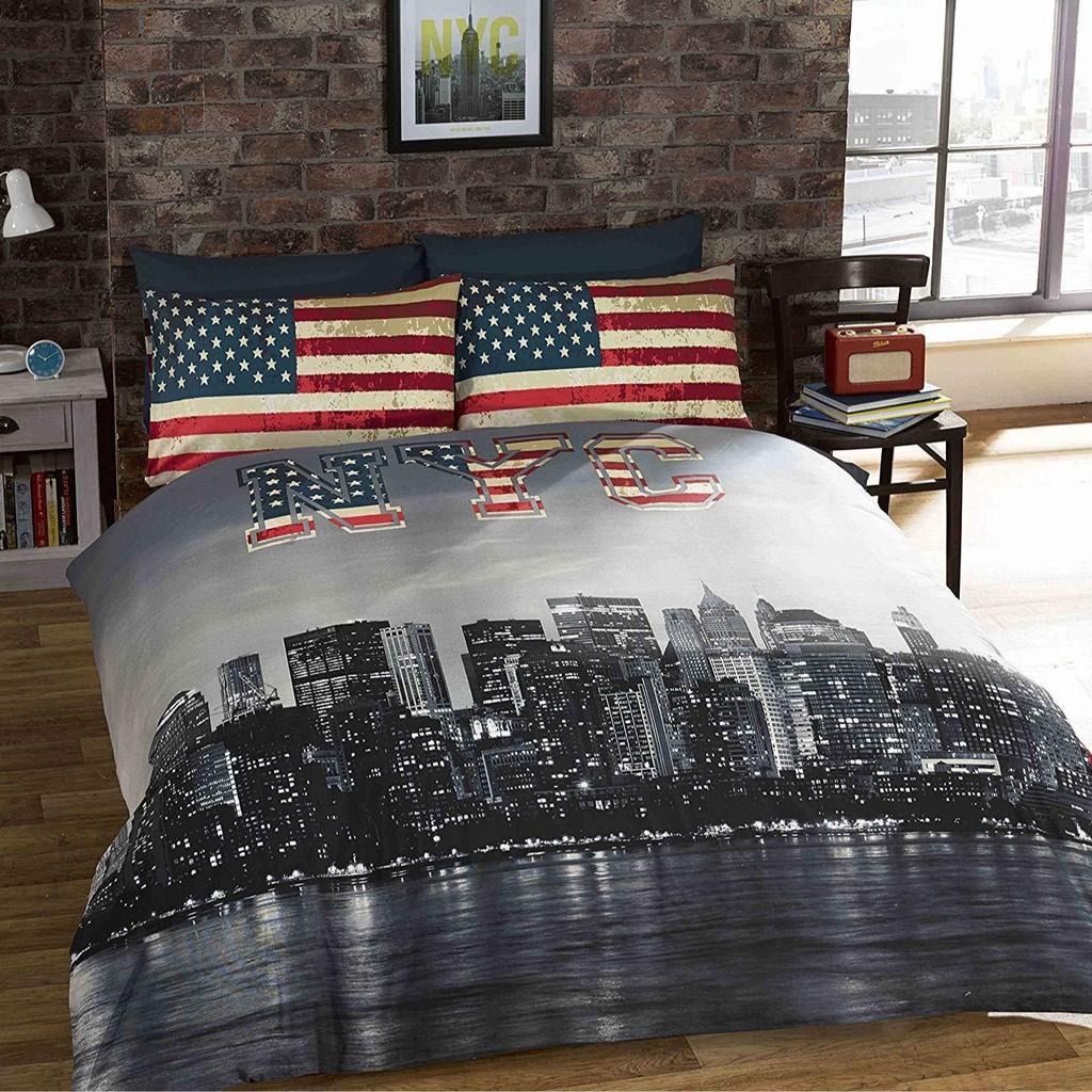 New York City Theme Duvet Cover Three-Piece Dormitory Bed Quilt Cover Set Quilt Cover