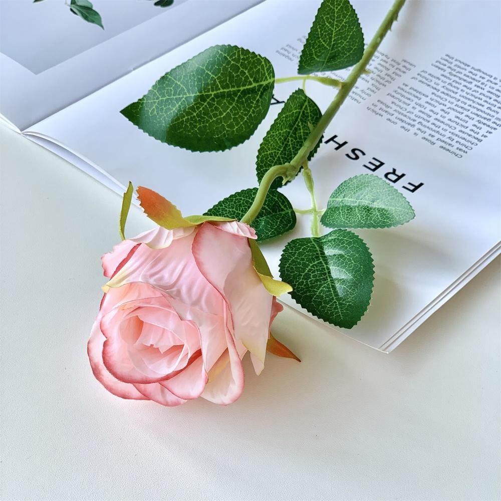 Artificial Pink Rose Flower Valentine's Day Wedding Bridal Photography Props Home Decoration Simulation Silk Rose Bouquet