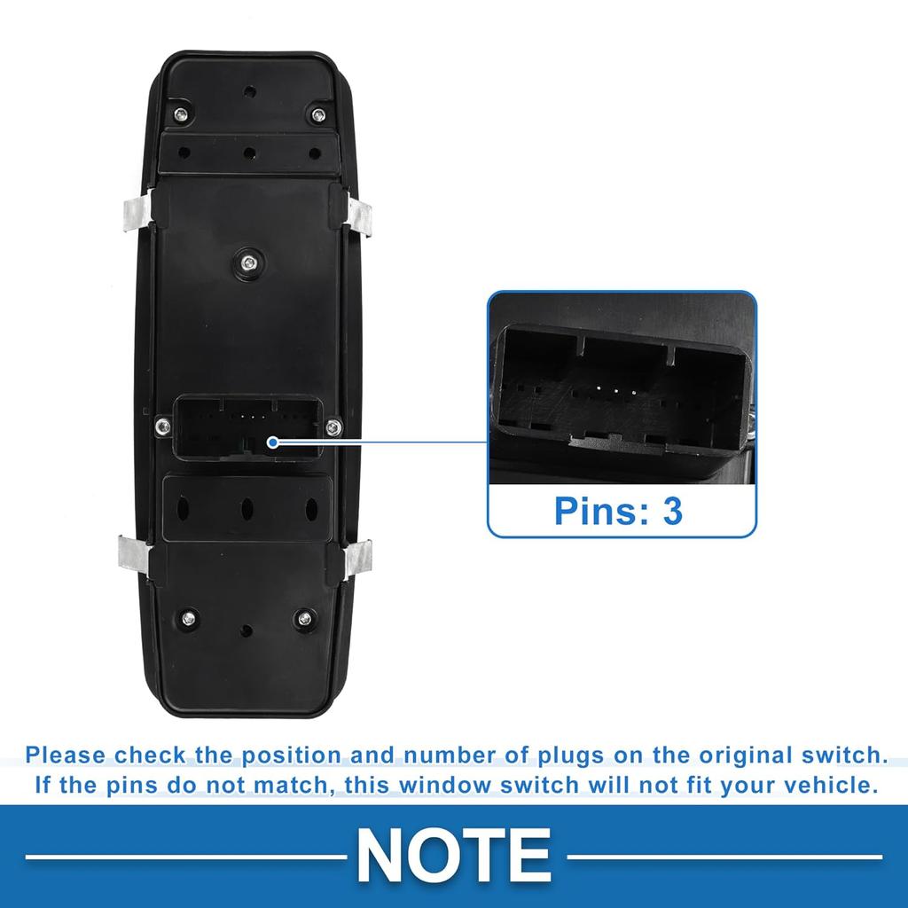 Power Window Switch No.5PG12DX9AB Front Left Driver Side Window Control Switch for Maserati Ghibli Levante Black