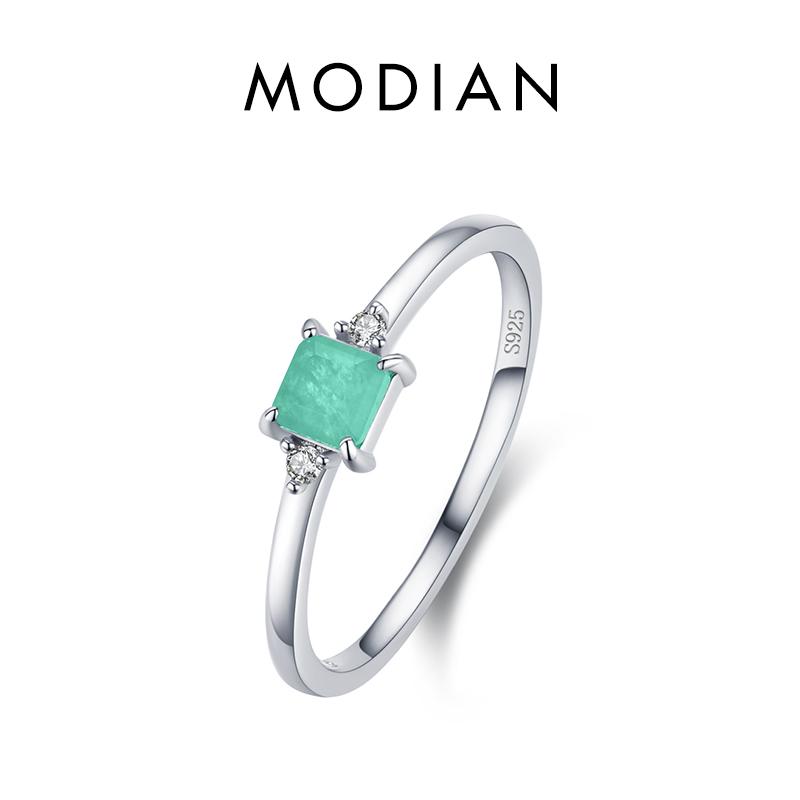 

Modian New925 стерлингового серебра модные изумрудные кольца с турмалином на палец для женщин элегантные простые серебряные ювелирные украшения 6 серебряный