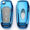 2 3 Buttons Soft TPU flip Remote Key Fob case Cover for 2015 2016 2017-blue