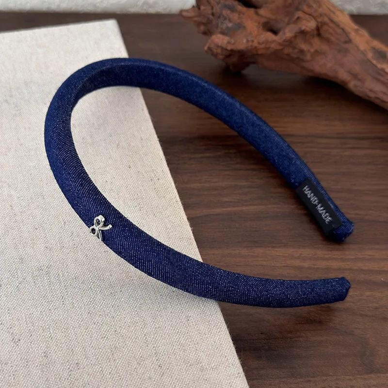 

Ретро Новые Банты Джинсово-синие Повязки на голову для Женщины Девушки Темпераментная Повязка для волос Тонкий Обруч для волос Женская Мода Универсальные Аксессуары для волос