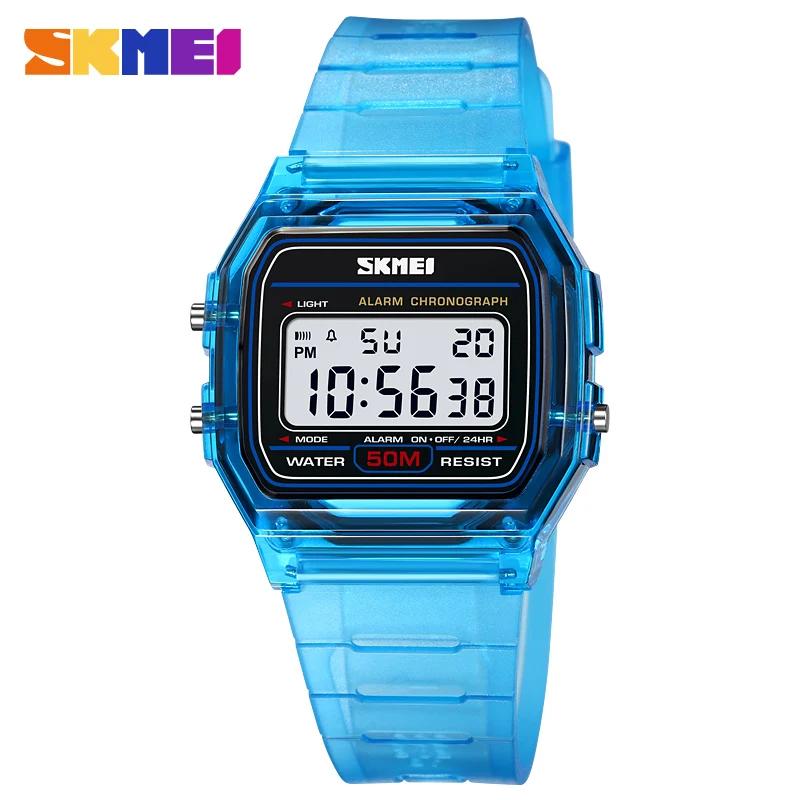 SKMEI 2056 LED Men Sport Square Mirror Face Silicone Women Digital Wristwatch Electronic Alarm Clock Reloj Hombre Unisex Watches