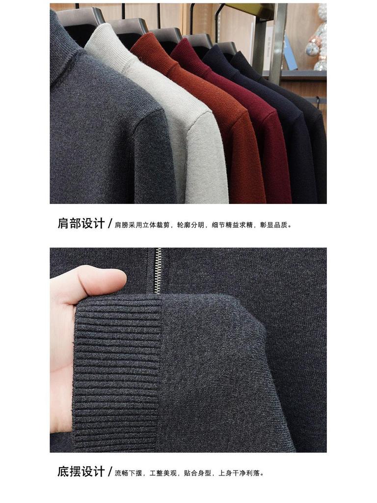2025 Herbst/Winter Herren Warmer Wollstrickpullover mit halbem Stehkragen