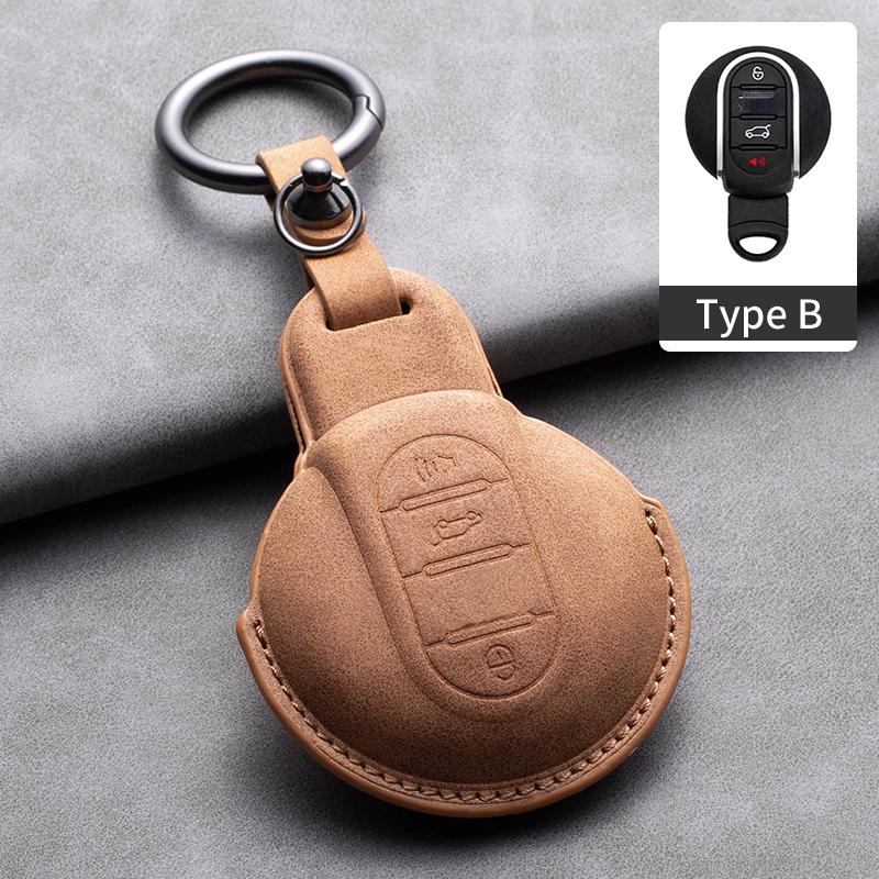 Leather Car Remote Key Case Cover For Bmw Mini Cooper F55 F56 F57 F54 F60 Jcw Clubman Countryman Car Key Fob Holder Accessories