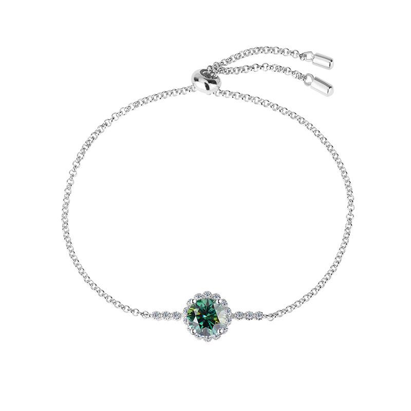 Verstellbares Gänseblümchen-Armband aus Sterlingsilber mit Moissanit für Damen