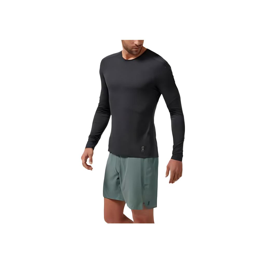 On Performance Herren Laufserie Raglanärmel Atmungsaktiv Schnelltrocknend Rundhalsausschnitt Langarm T-Shirt Herren Tops Schwarz 113.00121