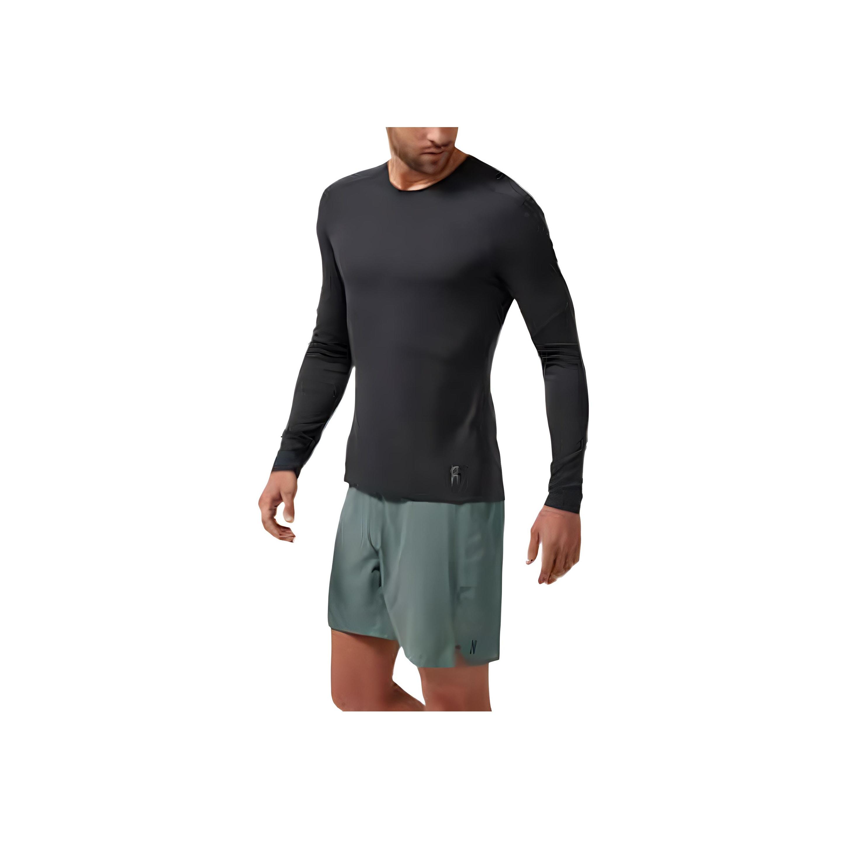 

On Performance Mens Running Series Raglan Sleeve Breathable Quick-Dry Crew Neck Lg Sleeve T-Shirt Men Tops Black 113.00121 XXL