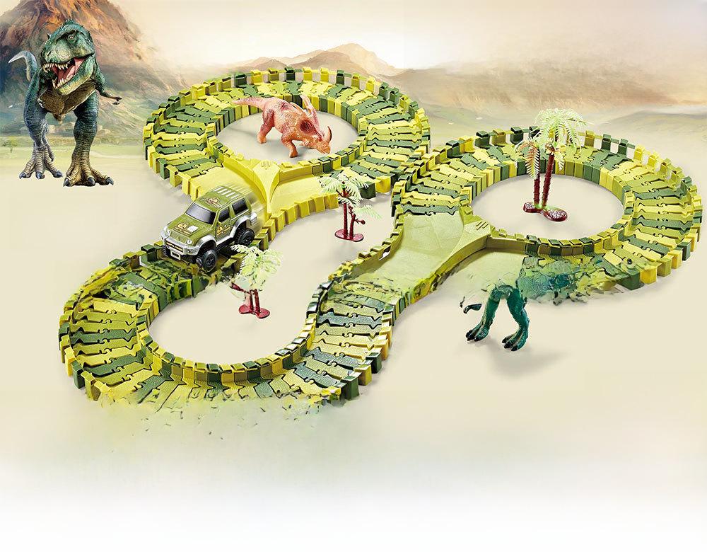 Elektrická dinosauří dráha s montážním ruským kolem pro děti