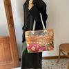 Borsa tote grande in tela da donna - Elegante borsa da spiaggia e da viaggio in lino
