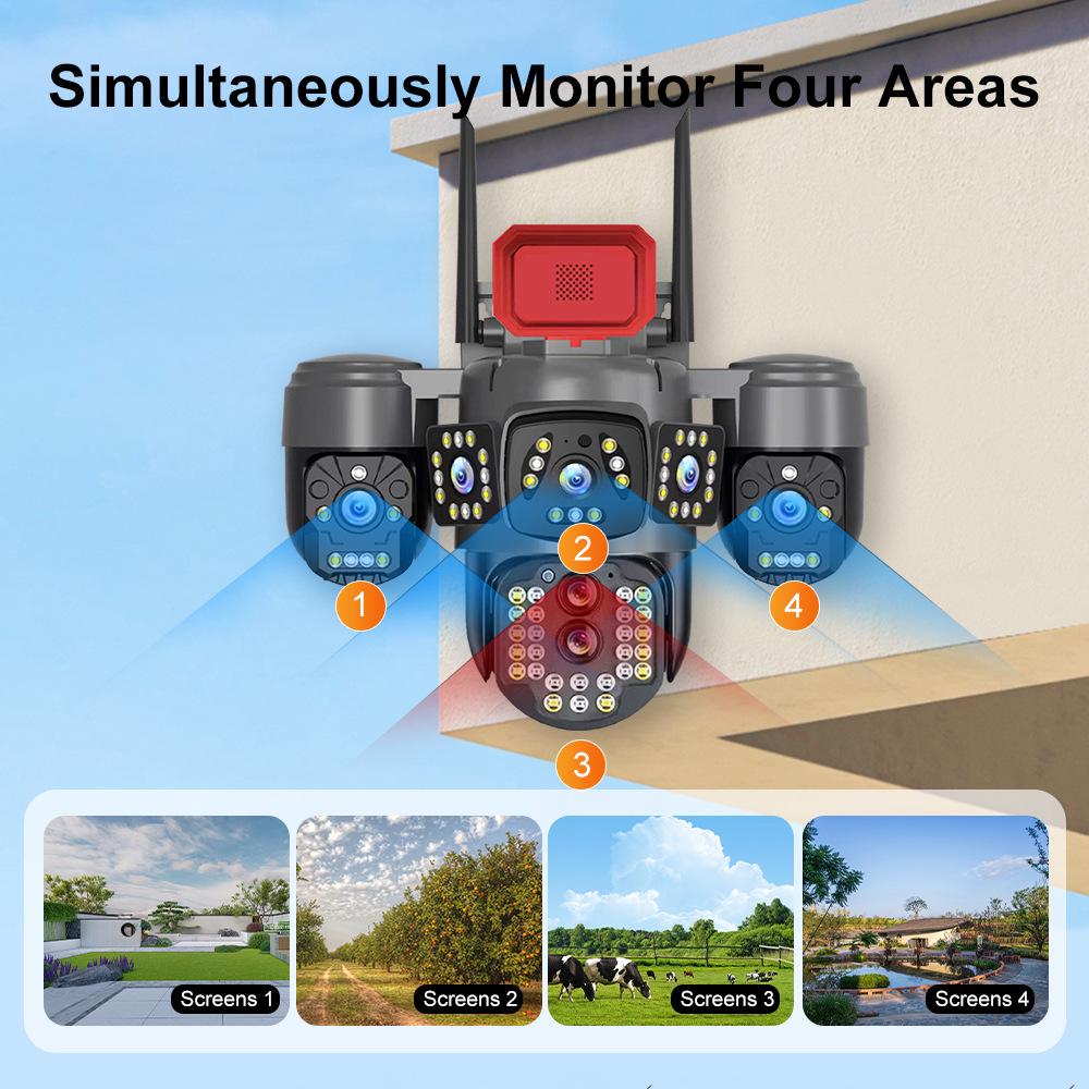 Wireless 5-Lens Zoom Outdoor Surveillance Camera with Night Vision, 4G Connectivity, and Smart HD Monitoring