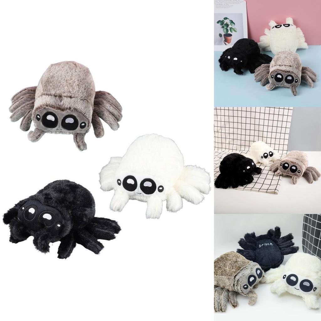 Adorable Plush Spider Toy With Realistic Features In Black White Colorful Design