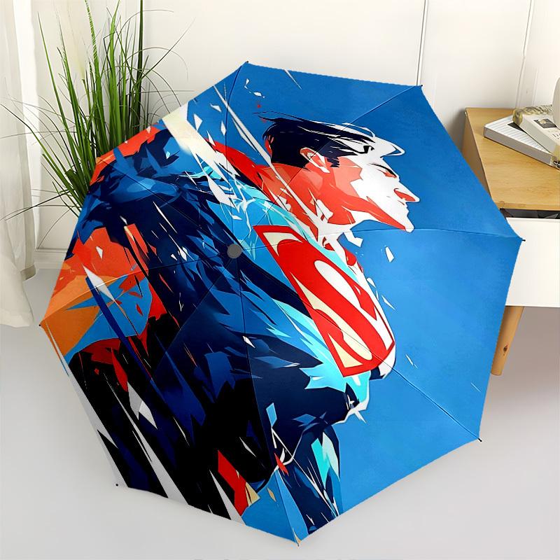 1pc Superman hero Automatic Folding Umbrella - Compact 8-Rib Design, Durable Plastic & Iron1061L