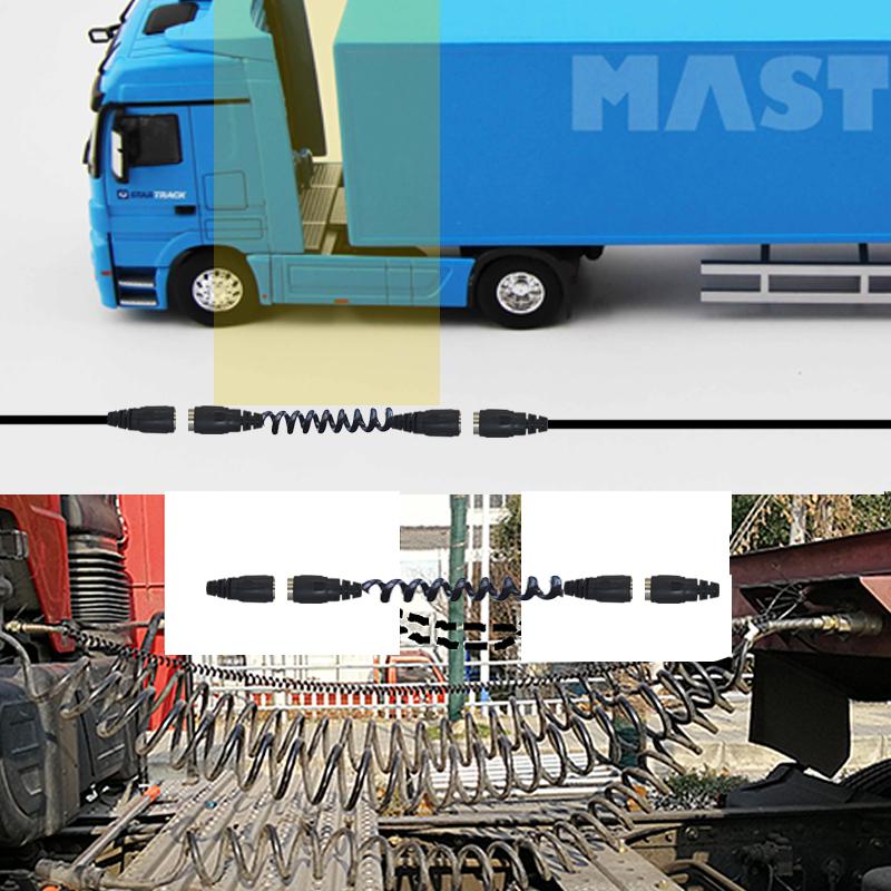 5M/16.4ft 10M/32.8ft 4-Pin Stretch Elastic Spring Cable Aviation Extension Video Cord for Blackup Camera Bus Turck Van Lorry RV