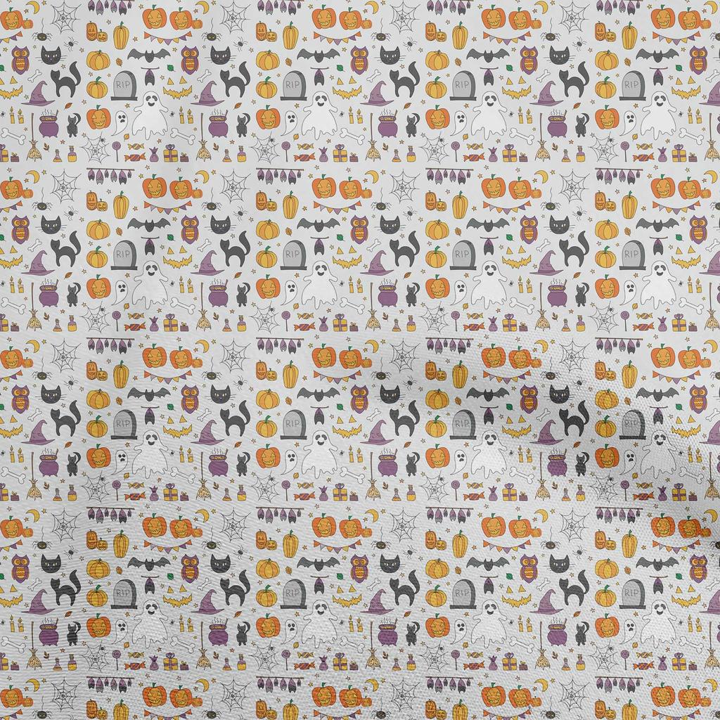 oneOone Cotton Flex Black Fabric Halloween Dress Material Fabric Print Fabric By The Yard 40 Inch
