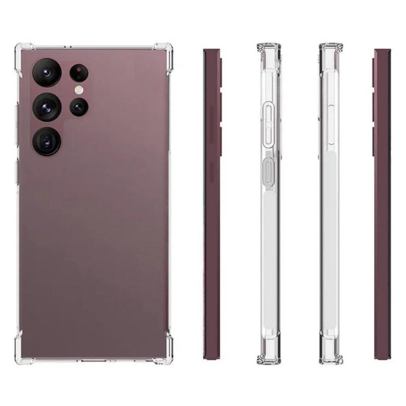 For Samsung Galaxy S23 Ultra Back Cover WANLONFENG TM Series 2.0mm Clear TPU Phone Case (Big Lens Hole)