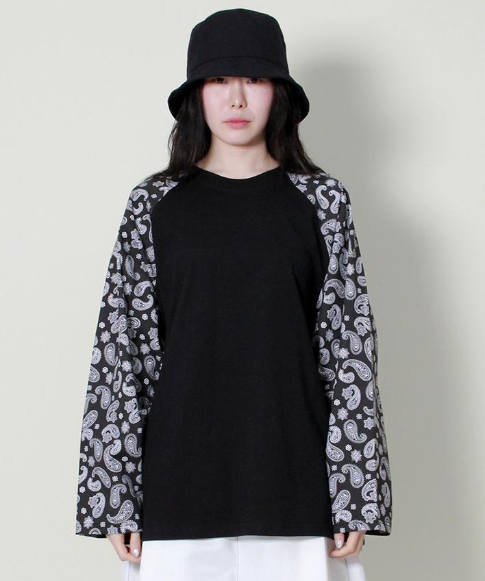Deumakeu Paisley Loose Fit Long Sleeve T-Shirt Black