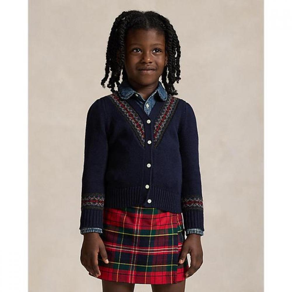Polo Kids Girls 2 6 Years Fair Isle Cotton Blend V Neck Cardigan Cwposwer6820564410 2