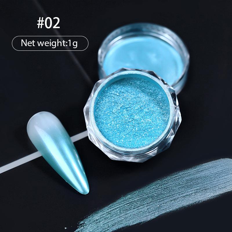 1Bottle White Chrome Pearl Nail Powder Shine Glitter Shell Auroras Nail Dust Mirror Effect Pigment Manicure Nail Art Decoration