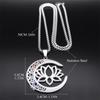 Flower Lotus Moon Pendant Necklace for Women Men Stainless Steel Silver Color 7 Chakra Healing Balance Chain Jewelry N9725S02